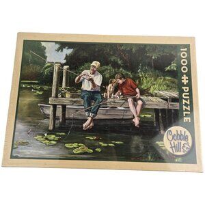 On the Dock Cobble Hill 1000 Piece Puzzle Fishing Cabin Grandpa Outdoors New